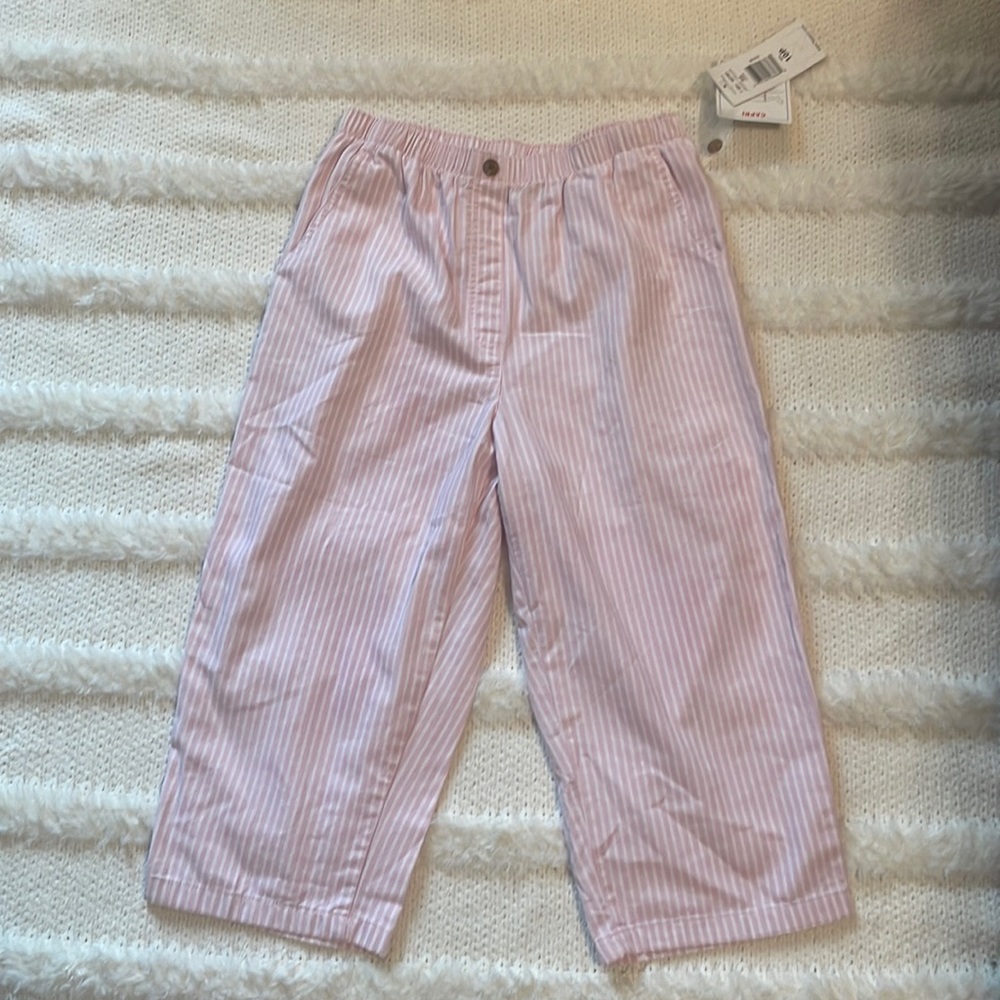 Alia Capri pants pink white stripes 100% cotton high waisted cropped size 10P